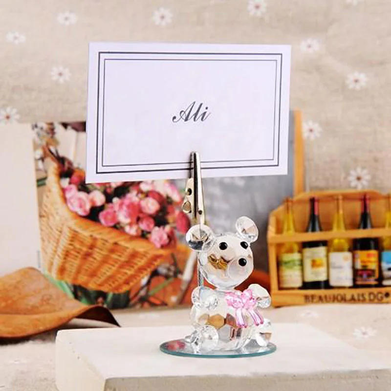 crystal bear place card holder