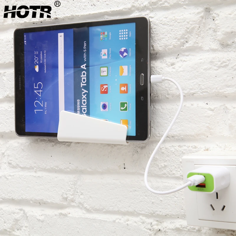 

HOTR Tablet Holder Wall Phone Holder Box Charging Holder Storage Universal Stand Mount Support Home Decoration Accessories