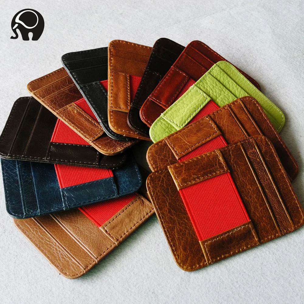 

Retro Super Slim Soft Wallet 100% genuine leather mini credit card wallet card holders Men Card package Thin Small