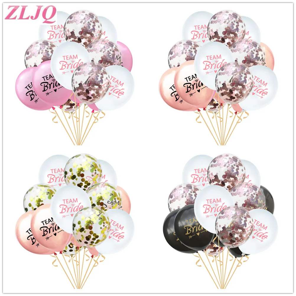 

ZLJQ 15PCS Rose Gold Bachelor Balloon Gold Team Bride Balloons Hen Party Accessories Bridal Shower Bachelorette Party Decor