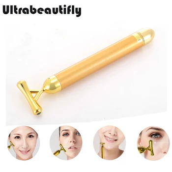 

24K Gold Plated Vibration Energy Beauty Bar Face Toning Device Nutrient Infusion Skin Firming Lifting Slimming Beauty Massager