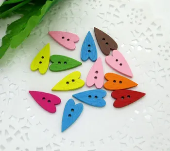 

100Pcs Mixed 21x11mm Wood Heart Sewing Buttons For Kids Clothes Scrapbooking Decorative Botones Handicraft DIY Accessories10