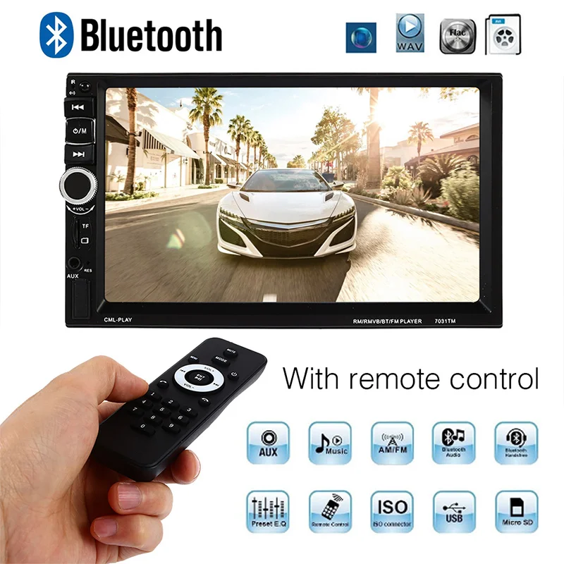 

Vehemo 2din 7031TM Car Radio 7" Touch In Dash Auto audio Player MP5 Player Bluetooth Remote Control Multimedia Player USB FM