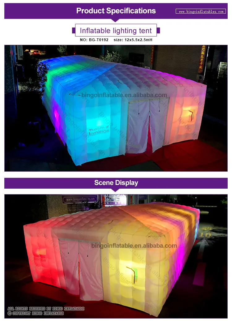 12x5,5x2,5 mH надувные светильники палатка для наружного дисплея или игры логотип по заказу
