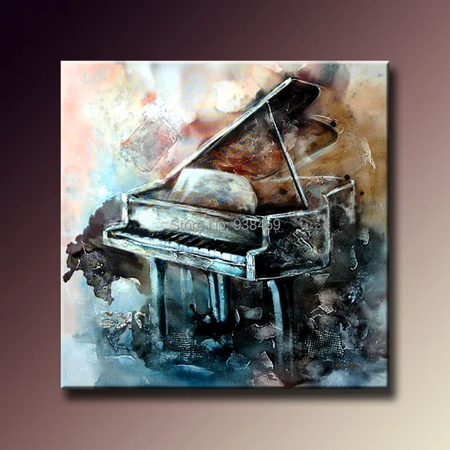 100% Hand Painted Oil Paintings On Canvas Musical Instrument Abstract