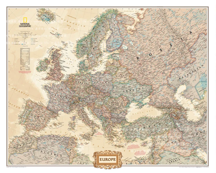 

Vintage Canvas Map of Europe, Wall Hanging Frameless Paintings/Maps for Living Room/Study Room/Office Decoration