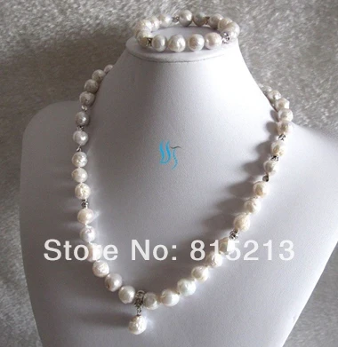 

849 21"/7.5" 10-11mm White Kasumi Freshwater Pearl Set Necklace Bracelet