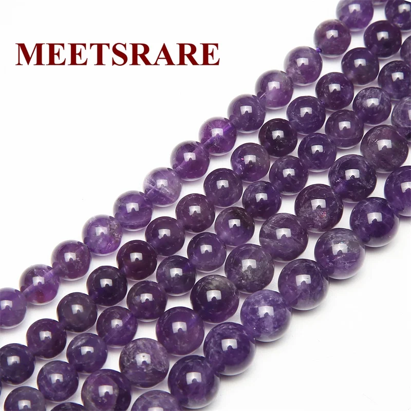 

Good quality Natural Stone Purple Amethysts Crystals Round Loose beads 15" strand 4 6 8 10 12 mm size jewelry DIY making