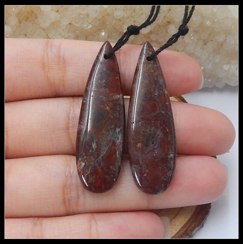 

Selling 1Pairs Natural Green Opal Water Drop Bead Semi-precious stones Brown Handmade Earrings For Women Mother's Day Gifts 6.8g