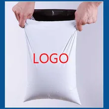 500 шт., Пользовательский логотип Печатный 12 размеров белый мешок доставки поли пластиковый почтовый ящик Курьерская сумка пластиковая упаковка мешок самозапечатывание 5,10