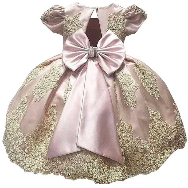 Платье с цветочным узором для маленьких девочек, бальное платье принцессы для маленьких девочек, праздничные платья на день рождения, 0-24 месяца
