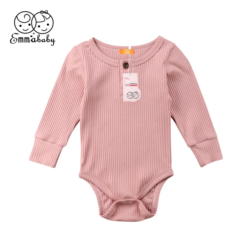 Emmababy Newborn Baby Girl Boy Simple Bodysuit knitting Solid warm Long
