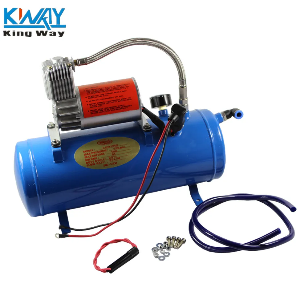 

FREE SHIPPING - King Way - 150PSI DC 12V AIR COMPRESSOR WITH 6 LITER TANK FOR TRAIN HORNS MOTORHOME TIRES