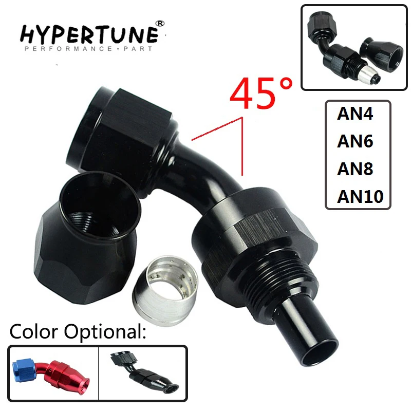 90 Degree Aluminum 4AN Female to 4AN Fuel Hose End Fitting Adapter One-Piece Full Flow PTFE Swivel Pipe Connector for Teflon Hose Anodized Black