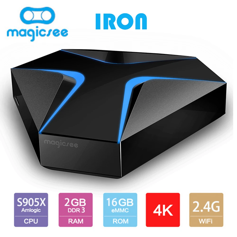 

Magicsee Iron Amlogic S905X Android 7.1 TV BOX 2GB 16GB Quad-core 4K 2.4G WIFI HDMI H.265 Set-top Box