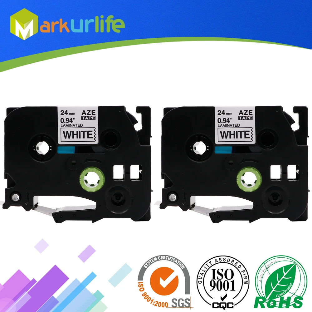 2 Packs Laminated Tape Compatible for Brother TZE251 Tze251 TZe-251 P-Touch Labeler Adhensive tze251( Black on White 24mm x 8m) |