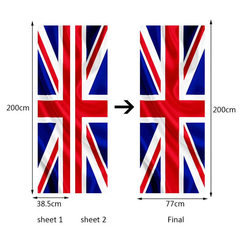 Национальный флаг Англии 2 листа/шт 3D натуральный пейзаж стены двери наклейки DIY фреска спальня домашний декор плакат ПВХ водонепроницаемый