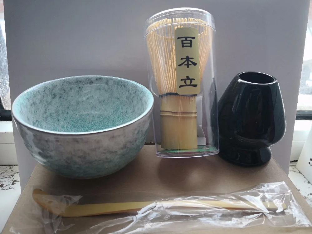 Japan Handmade Batidor Matcha kit Maccha Whisk tea Set, four piece porcelain bamboo tea sets