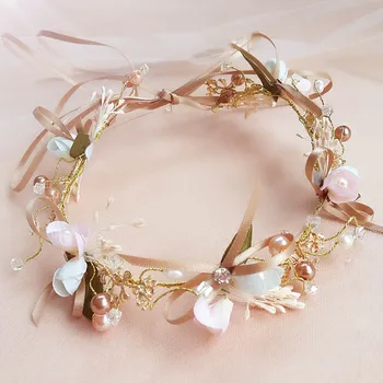 

New Romantic Handmade Flower Hair Garland Fashion Butterfly Bride Headband Flower Girl Headwear