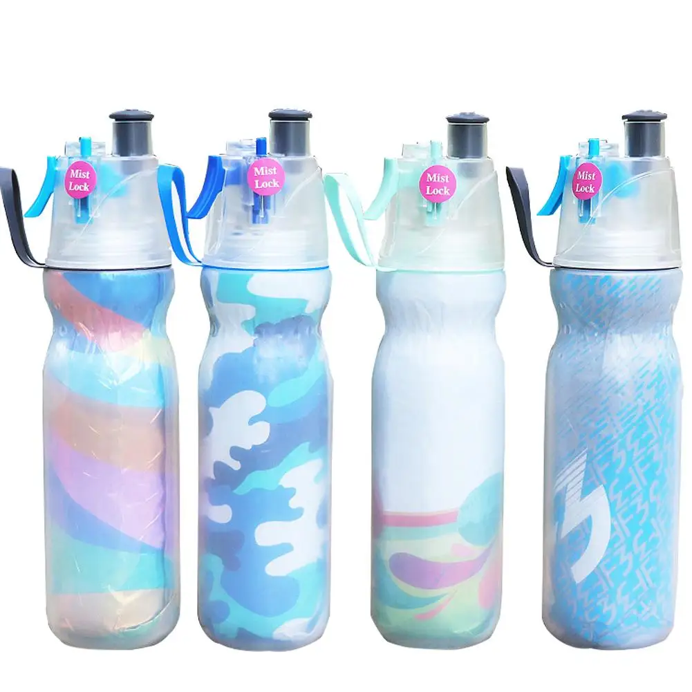 Double deck Spray Cup Portable Bike Cycling Sports Water Bottle Spray
