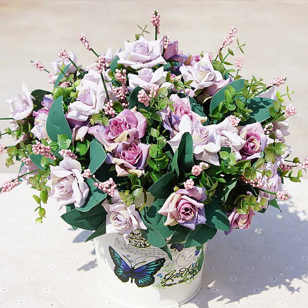 

10 heads cheap artificial flowers christmas decorations for home wedding silk roses bride bouquet accessories clearance
