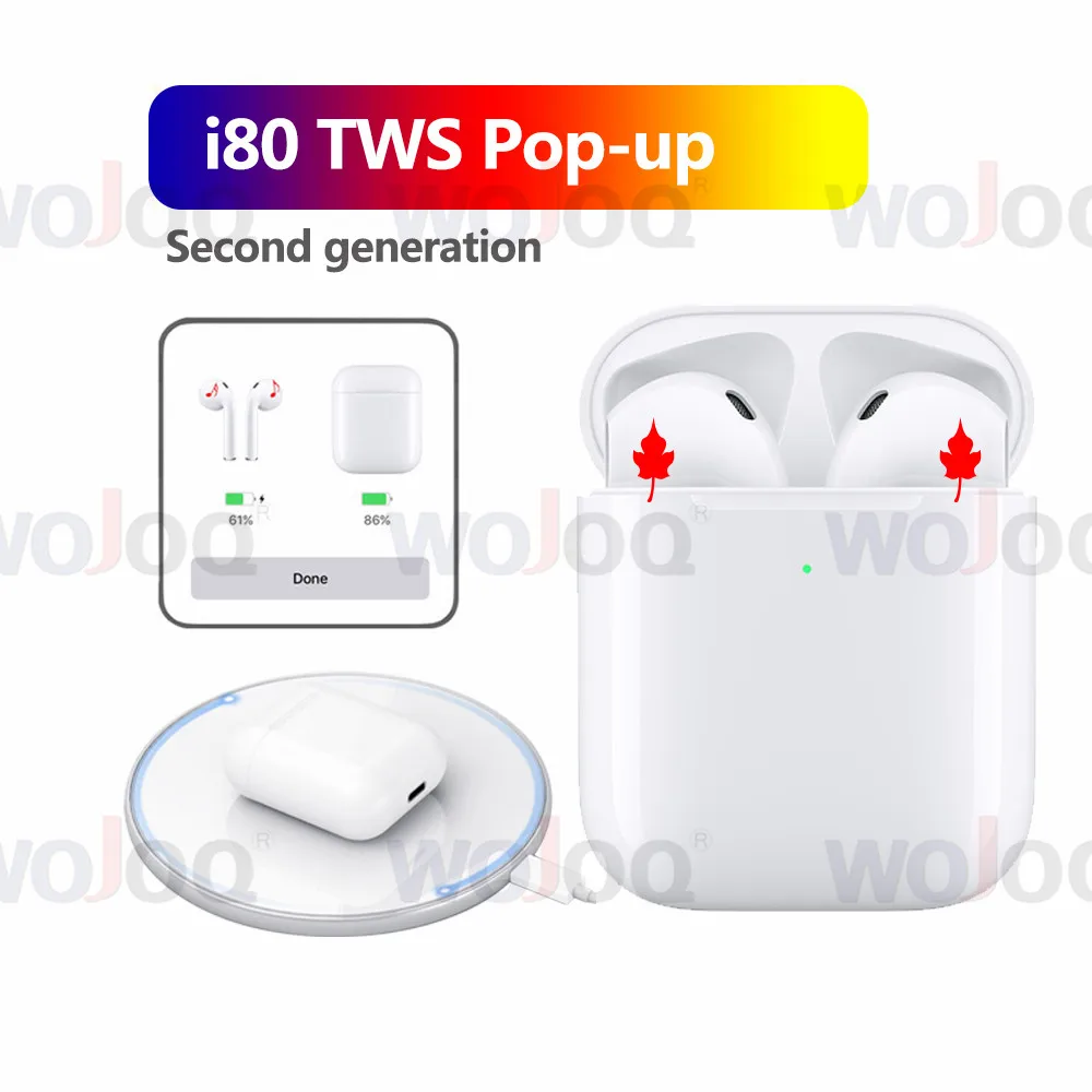 

i80 TWS Original 1:1 Air2 Wireless Bluetooth Headsets tws i80 PK W1 chip i20 i30 i60 i100 for Apple iPhone i80 TWS Hifi Earbuds