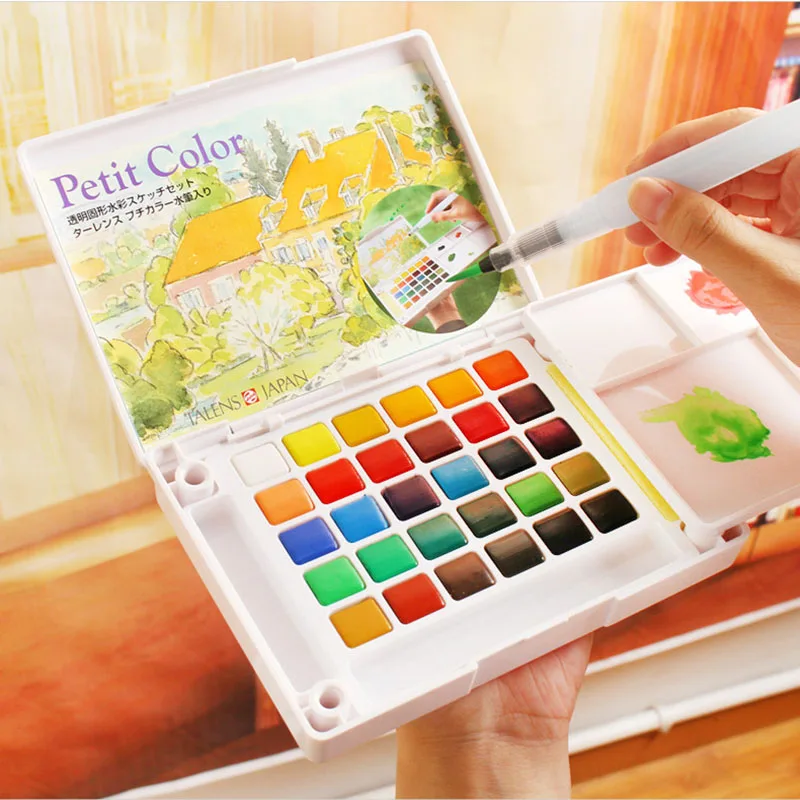

Sakura 12/18/24/30/36/48/60/72Colors Watercolour Paint Box Portable Solid Watercolor Paint Set Outdoor Drawing Painting Supplies