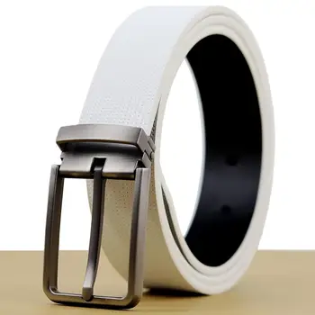 

New Cowhide Designer Luxury Belt Men Male Waist Strap Leather Pin Buckle White Genuine Leather Belts For Men Pants Band Waistand