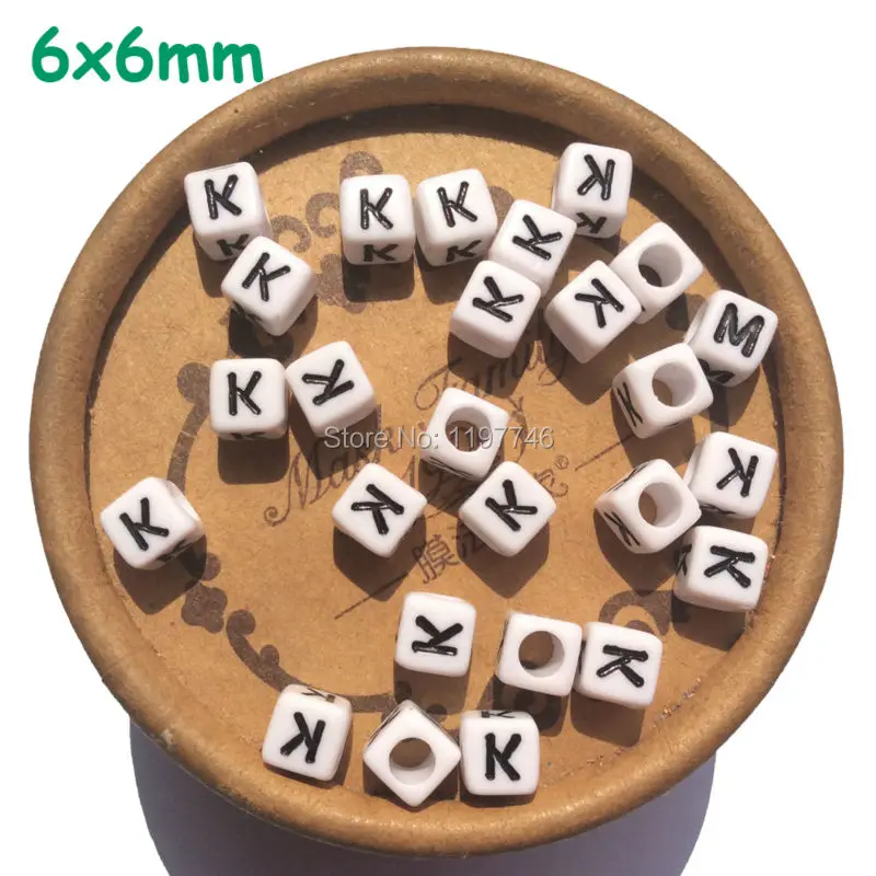 

New 2019 Acrylic Cube Black Letter White Beads Fashion Accessories For Charms DIY Bracelet Necklace Jewelry Making 100pcs 6mm
