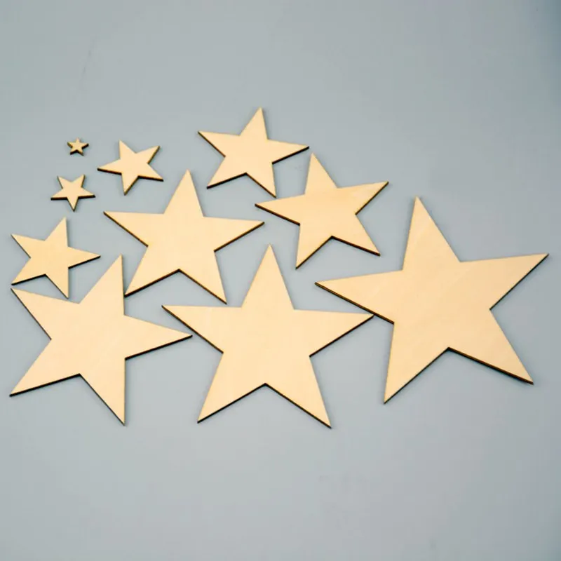  36pcs/lot 80mm Blank pentagram natural plywood Suitable for Christmas party wood wedding teaching o - 32493591731