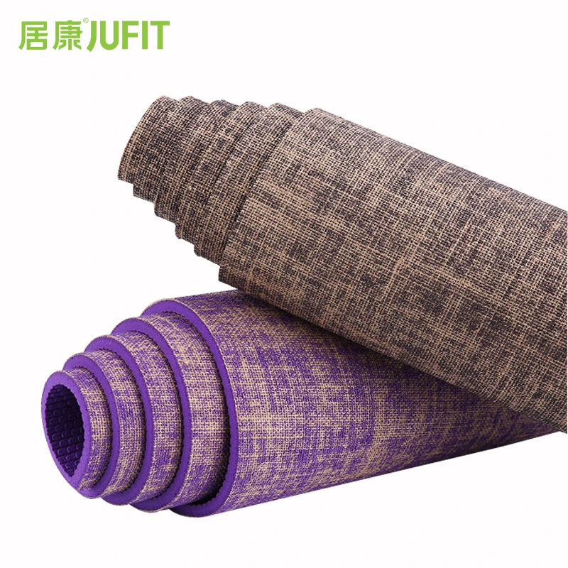 

JUFIT 1830*610*5MM PVC+Flax Yoga Mat Exercise Sports Mats For Fitness Gym Environmental Tasteless Pad