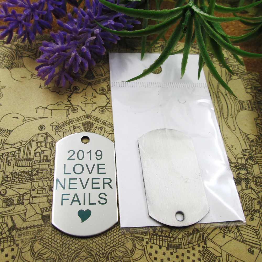 

20pcs--"2019 Love Never Fails"stainless steel charms DIY pendants for necklace