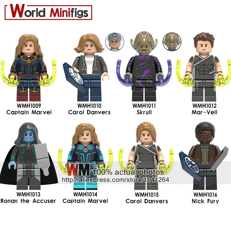 

Single Sale Super Heroes Avengers 4 Endgame Captain Marvel Carol Danvers Skull Ronan Accuser Nick Fury BuildingBlocks Kids Gifts