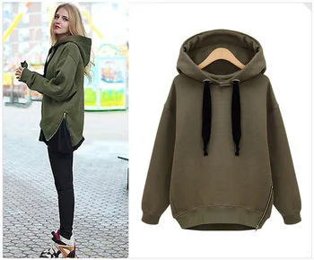 

Women Coat Fashion Side Zipper Hoody Spring Winter Hoodies Sweatershirt Mujer Feminino Women Abrigos Plus Size