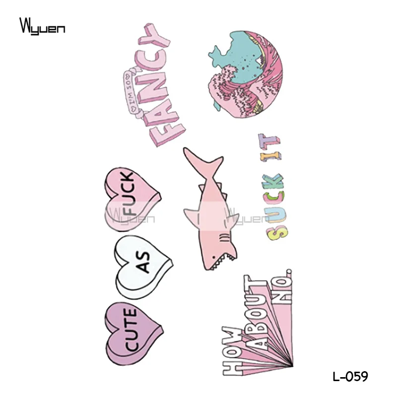 WYUEN جديد تصميم Ins نمط للماء لصاقات وشم مؤقت للبالغين الاطفال الجسم الفن الوردي الكلمات وهمية الوشم ل رجل امرأة WYUEN جديد تصميم Ins نمط للماء لصاقات وشم مؤقت للبالغين الاطفال الجسم الفن الوردي الكلمات وهمية الوشم ل رجل امرأة