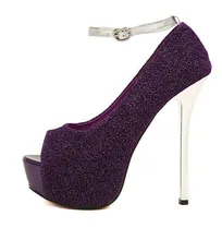 Size 4~9 Shiny High Heel Women Shoes 2016 Peep Toe Sexy Party Women Pumps zapatos mujer