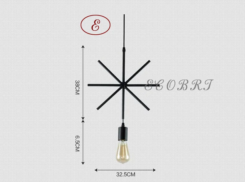 ECOBRT Винтаж Лофт подвесные светильники лампы современный промышленный Железный haning светильники в гостиной черный цвет