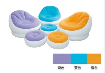 

Updated inflocking pvc living room bean bag air sofa, hangout instant inflated never loose air beanbag seat with ottoman stool