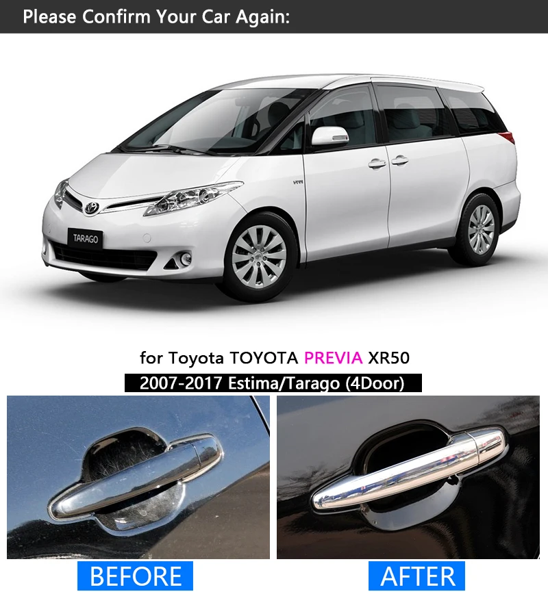 Для Toyota Previa 50 2007- Хромированная ручка Накладка набор XR50 Estima Tarago 2009 2011 2013 аксессуары для автомобиля Стайлинг