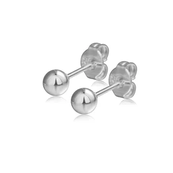 

925 Sterling Silver Round Ball Stud Earrings For Women Original Simple Lady Prevent Allergy Sterling-silver-jewelry A127