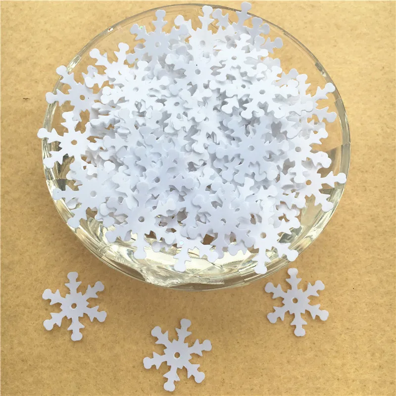 400PCS White Color 19mm Christmas Snowflake Sequins Paillette Sewing