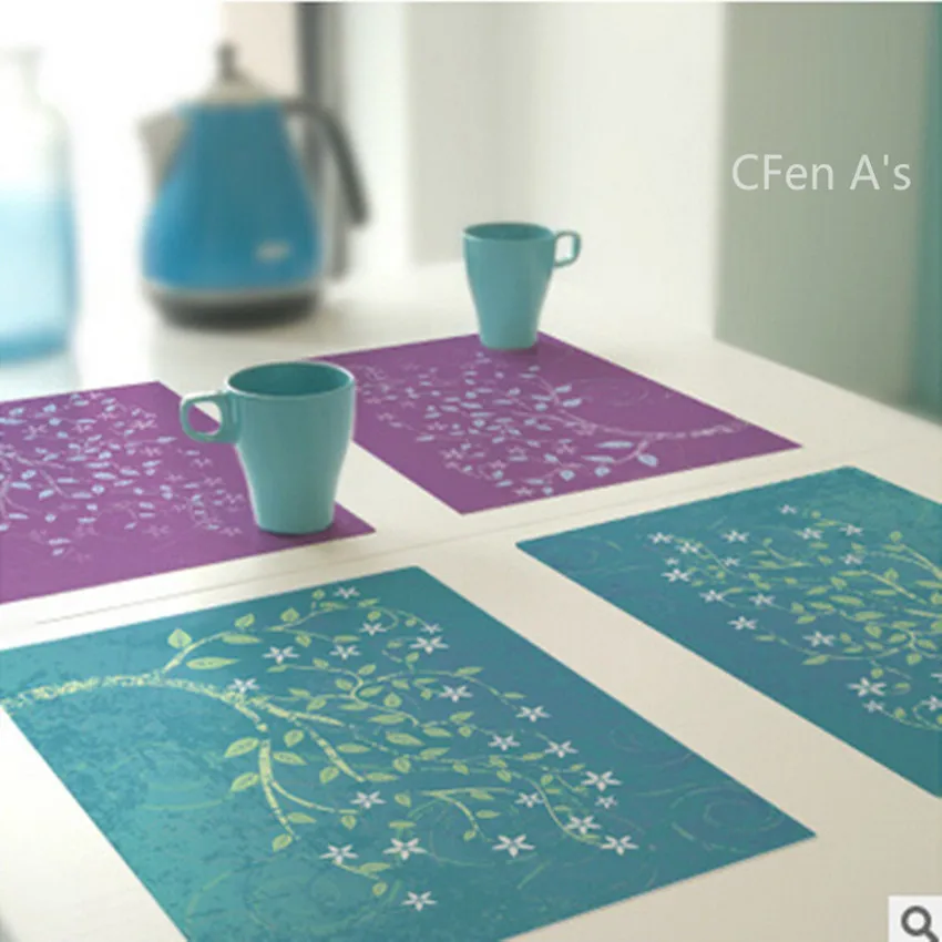 

CFen A's Tree Patterns PVC Dining Table Place Mats Waterproof Non-Slip Table Mats For Plate Pad Coasters 2pcs