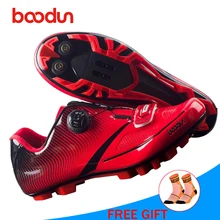 BOODUN Мужская Ультралегкая профессиональная самофиксирующаяся велосипедная обувь, обувь для горного велосипеда, MTB, светоотражающая обувь для триатлона, гоночная обувь