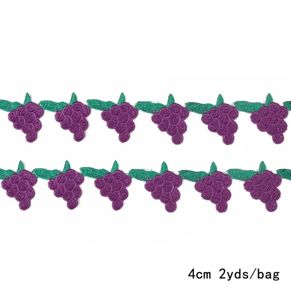 2 ярда/лот полиэстер вышитые фрукты серии кружевная отделка Свадебные DIY кружева ленты Швейные аксессуары ручной работы принадлежности ремесла - Цвет: Grape  4cm