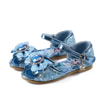 

New Fashion Girls Elsa Sandals Princess High Quality Shoes Low Heel Sequin Cartoon Summer Toddler Girl Shoes Size 25-36