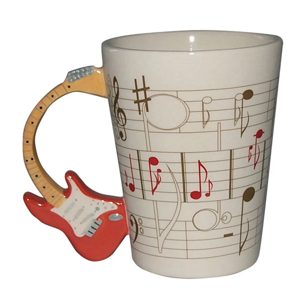 1Piece Acoustic Guitar Handle Mug with Music Notes Guitarist Cearmic