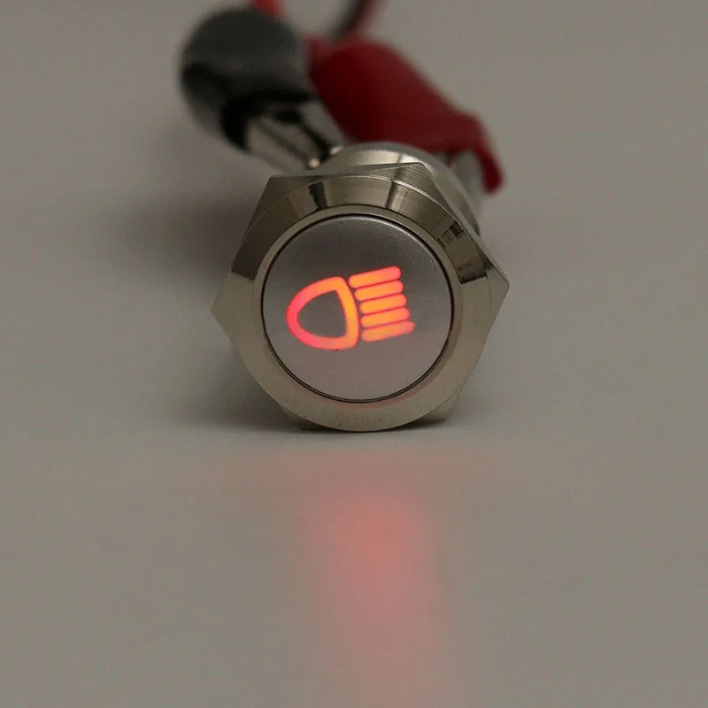 JXLCLYL 1pc 12V 19mm 5Pin Red LED Metal Push Button Latching Switch For Car Fog Light