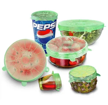 

200packs/lot 6 Pieces Reusable Bowl Cover Pan Lid -Premium Stretch Silicone Lids- Stretch Silicone Bowl Lid Kitchen Tools