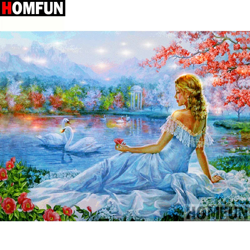 Алмазная 5D картина HOMFUN Лебедь красавица вышивка крестиком из квадратных/круглых