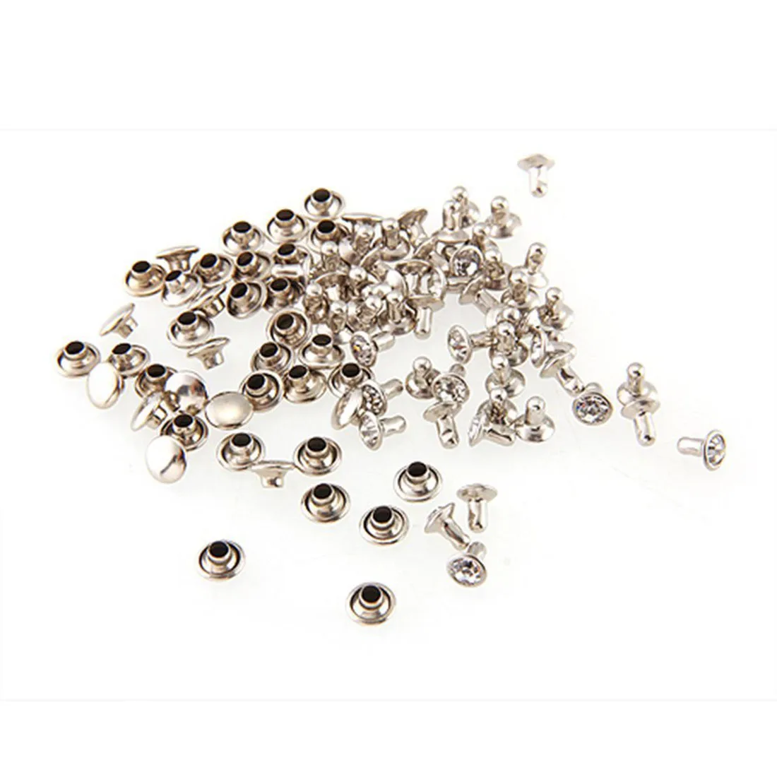 Best 50pcs Punk Spikes Studs Round Flat Rapid Rhinestone Decorative
